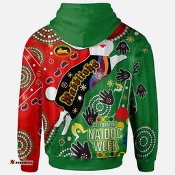 rabbitohs rugby naidoc week custom watercolour dot painting hoodie rabbitohs getting up standing up showing up