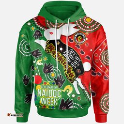 rabbitohs rugby naidoc week custom watercolour dot painting hoodie rabbitohs getting up standing up showing up