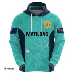 personalised australia soccer hoodie turquoise matildas world cup go champions