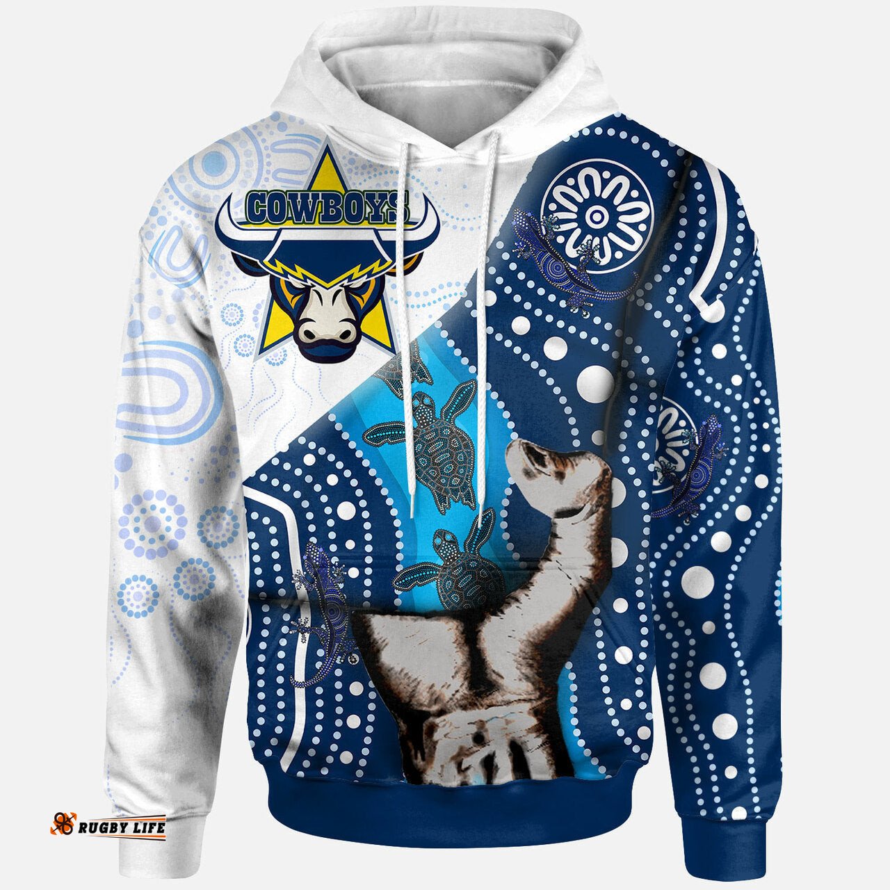 cowboys rugby aboriginal custom patronage hoodie north queensland cowboys bloods in my veins home and away