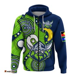 custom text and number raiders rugby naidoc hoodie canberra for our elders indigenous art