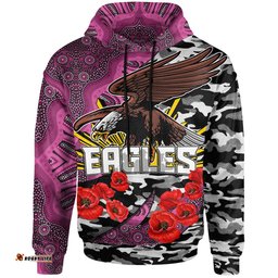 sea eagles anzac custom hoodie manly warringah sea eagles aboriginal with poppy flower hoodie