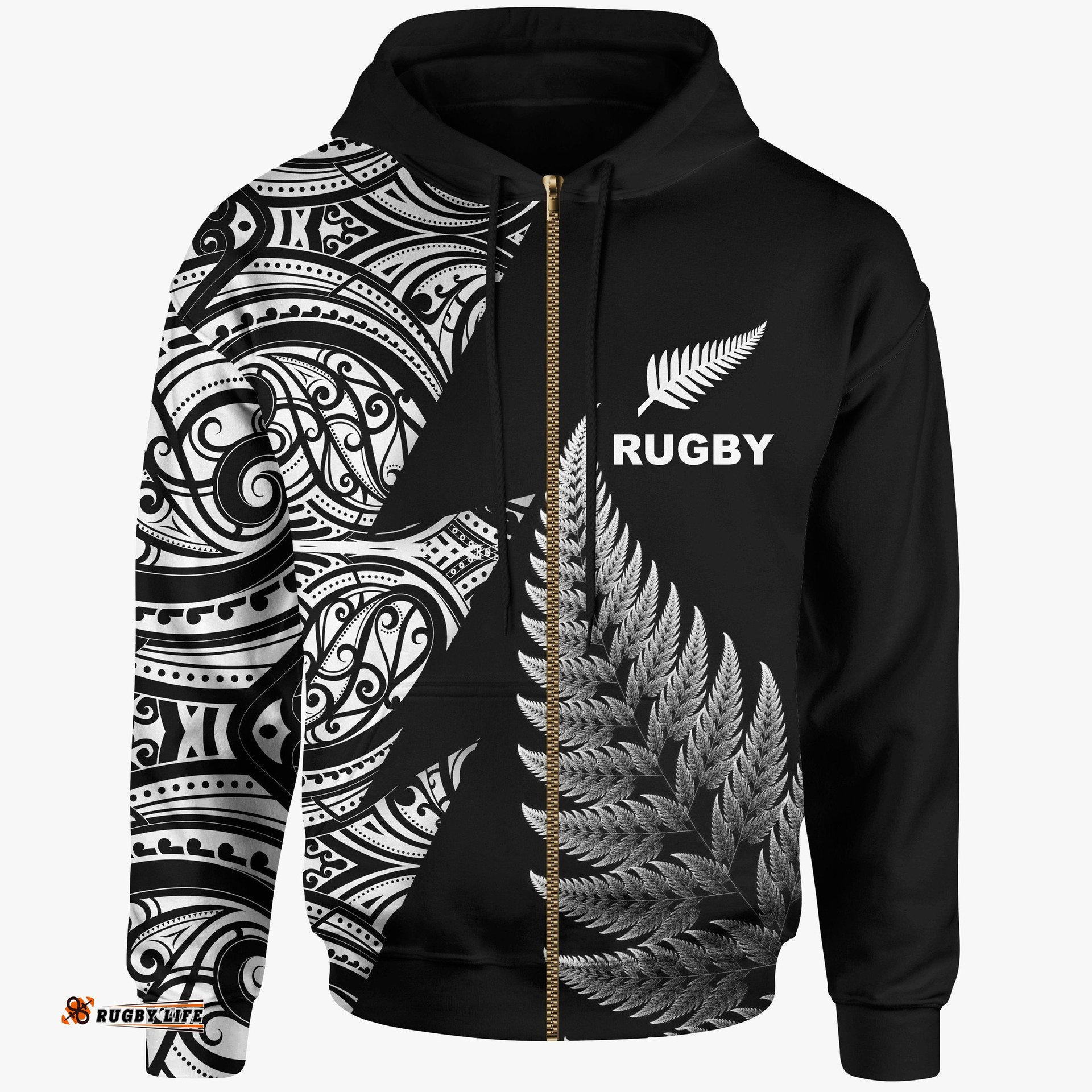 new zealand rugby zip hoodie aotearoa maori style