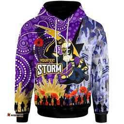 storms rugby hoodie custom anzac remembrance melbourne storms aboriginal patterns hoodie