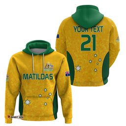 custom text and number australia soccer hoodie socceroos with kangaroo matildas