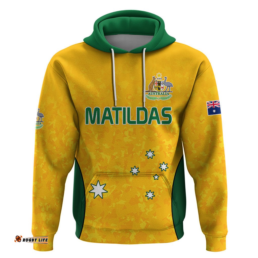 custom text and number australia soccer hoodie socceroos with kangaroo matildas