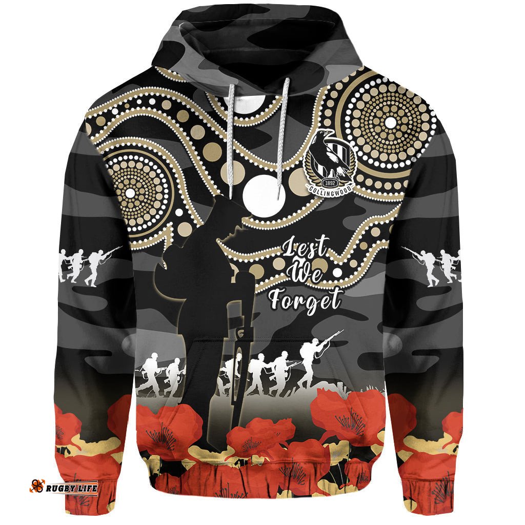 collingwood football anzac hoodie aboriginal mix poppy camouflage