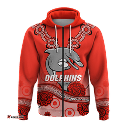 dolphins rugby redcliffe aboriginal art hoodie