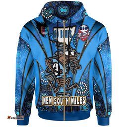 new south wales rugby league team hoodie custom new south wales blues mascot with aboriginal art state of origin hoodie rlt12