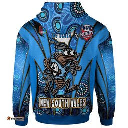 new south wales rugby league team hoodie custom new south wales blues mascot with aboriginal art state of origin hoodie rlt12