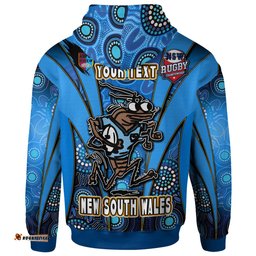 new south wales rugby league team hoodie custom new south wales blues mascot with aboriginal art state of origin hoodie rlt12