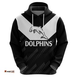 nrl dolphins rugby hoodie simple black style