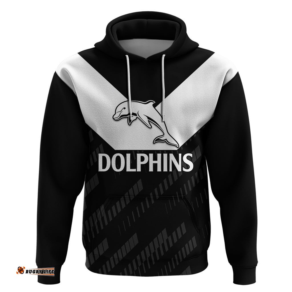 nrl dolphins rugby hoodie simple black style