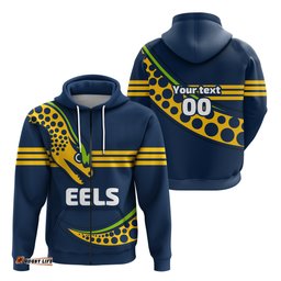 custom personalised eels rugby zip hoodie sport style