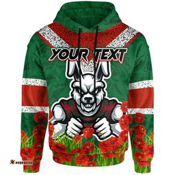 rabbitohs rugby hoodie custom souths with anzac poppy hoodie rlt13