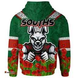 rabbitohs rugby hoodie custom souths with anzac poppy hoodie rlt13