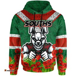 rabbitohs rugby hoodie custom souths with anzac poppy hoodie rlt13