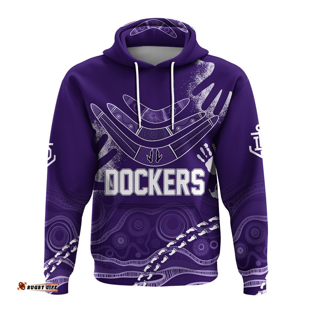 personalised freo dockers aboriginal hoodie purple tsunami