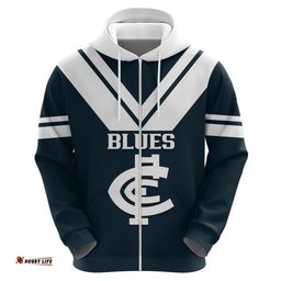 carlton football hoodie go blues navy simple style