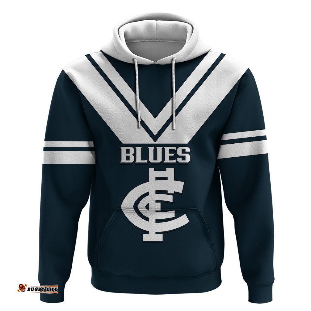 carlton football hoodie go blues navy simple style