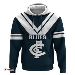 carlton football hoodie go blues navy simple style