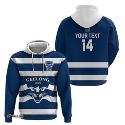 personalised geelong football hoodie go cats navy blue sporty style