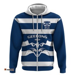personalised geelong football hoodie go cats navy blue sporty style