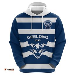 personalised geelong football hoodie go cats navy blue sporty style