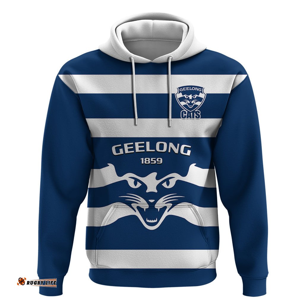 personalised geelong football hoodie go cats navy blue sporty style