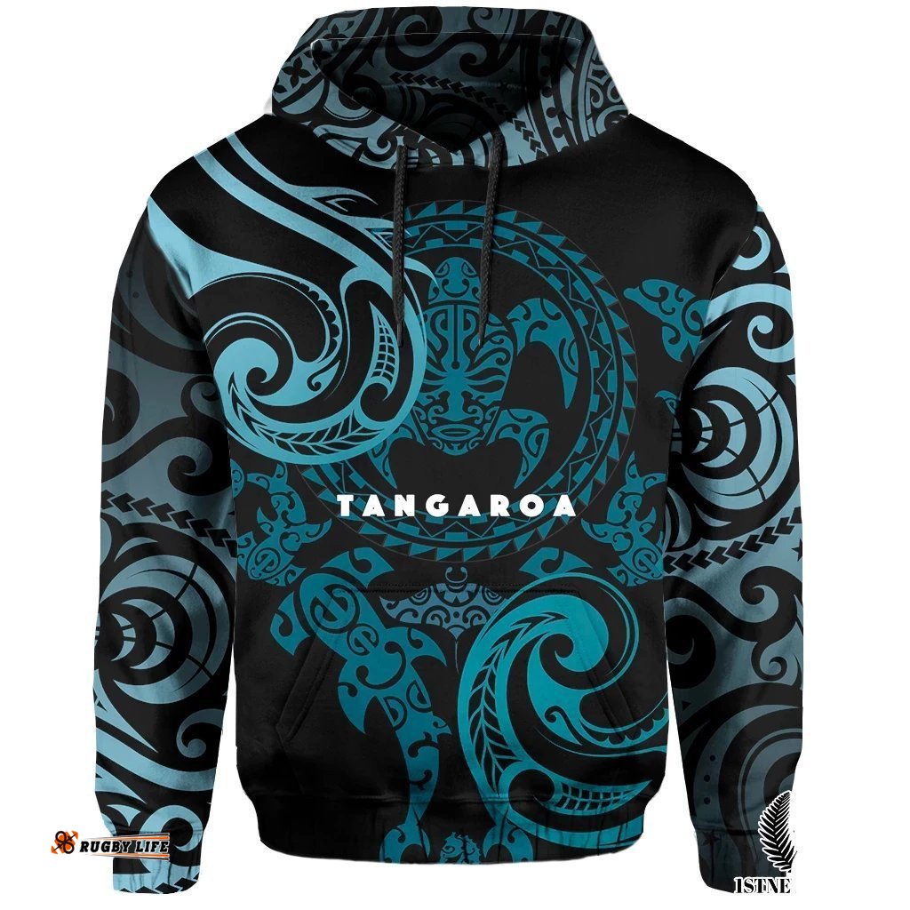 maori tangaroa hoodie blue