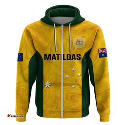 personalised australia soccer hoodie gold matildas world cup go champions