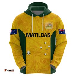 personalised australia soccer hoodie gold matildas world cup go champions