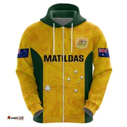 personalised australia soccer hoodie gold matildas world cup go champions