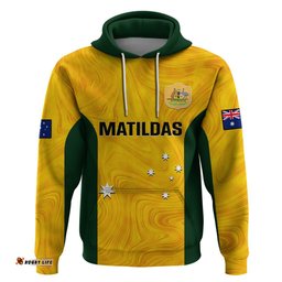 personalised australia soccer hoodie gold matildas world cup go champions