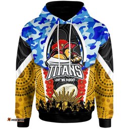 titans rugby hoodie custom anzac gold coast titans aboriginal pattern hoodie