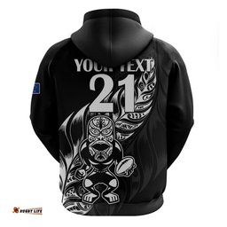 custom text and number new zealand all black rugby hoodie