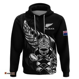 custom text and number new zealand all black rugby hoodie