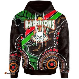 rabbitohs rugby hoodie custom rabbitohs aboriginal dreaming patterns australia culture hoodie