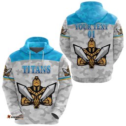 custom personalised gold coast titans hoodie gladiator camouflage custom text and number
