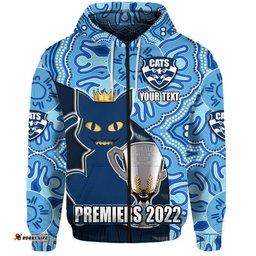 custom personalised cats football premiers zip up and pullover hoodie geelong indigenous style