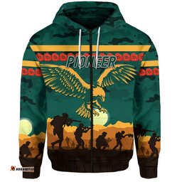 custom personalised pioneer football club anzac zip up and pullover hoodie simple style