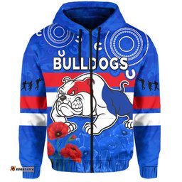 custom text and number bulldogs anzac hoodie western dogs aboriginal poppy