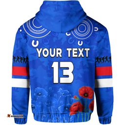 custom text and number bulldogs anzac hoodie western dogs aboriginal poppy
