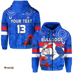 custom text and number bulldogs anzac hoodie western dogs aboriginal poppy
