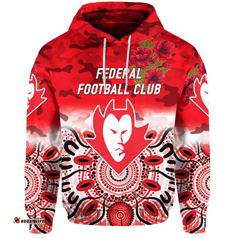 federal football club anzac zip up and pullover hoodie indigenous vibes