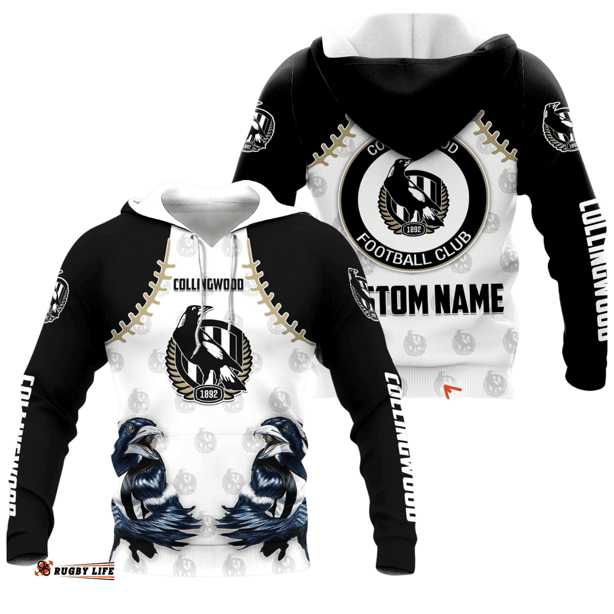 Personalized Custom 3d Hoodie Collingwood Football Club Douple Mascot AFL