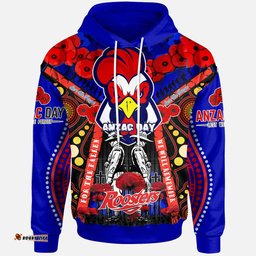 roosters rugby anzac day watercolour hoodie custom remembrance roosters with poppy flower