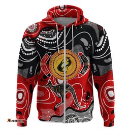 aboriginal flag style dot art and abstract kangaroo hoodie