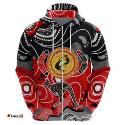 aboriginal flag style dot art and abstract kangaroo hoodie
