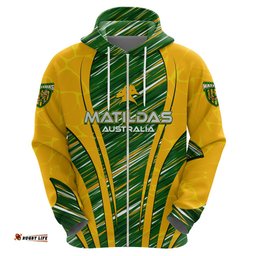 personalised australia matildas hoodie abstract line